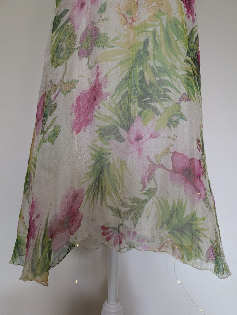 Silk Tropical Print Dress - Vacation Summer Wear - Picture 2 of 12